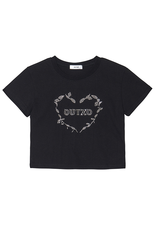 Heart spangle t-shirt black자체브랜드