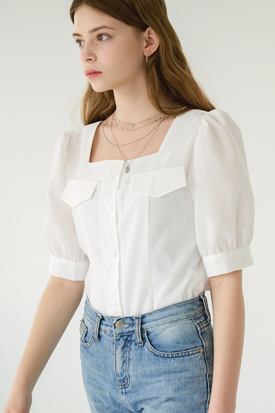 [강민경 착용] Rose blouse ivory자체브랜드