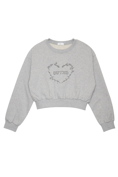 heart spagle crop sweatshirt grey자체브랜드