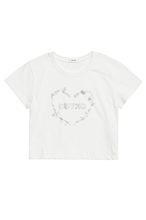 Heart spangle t-shirt white자체브랜드
